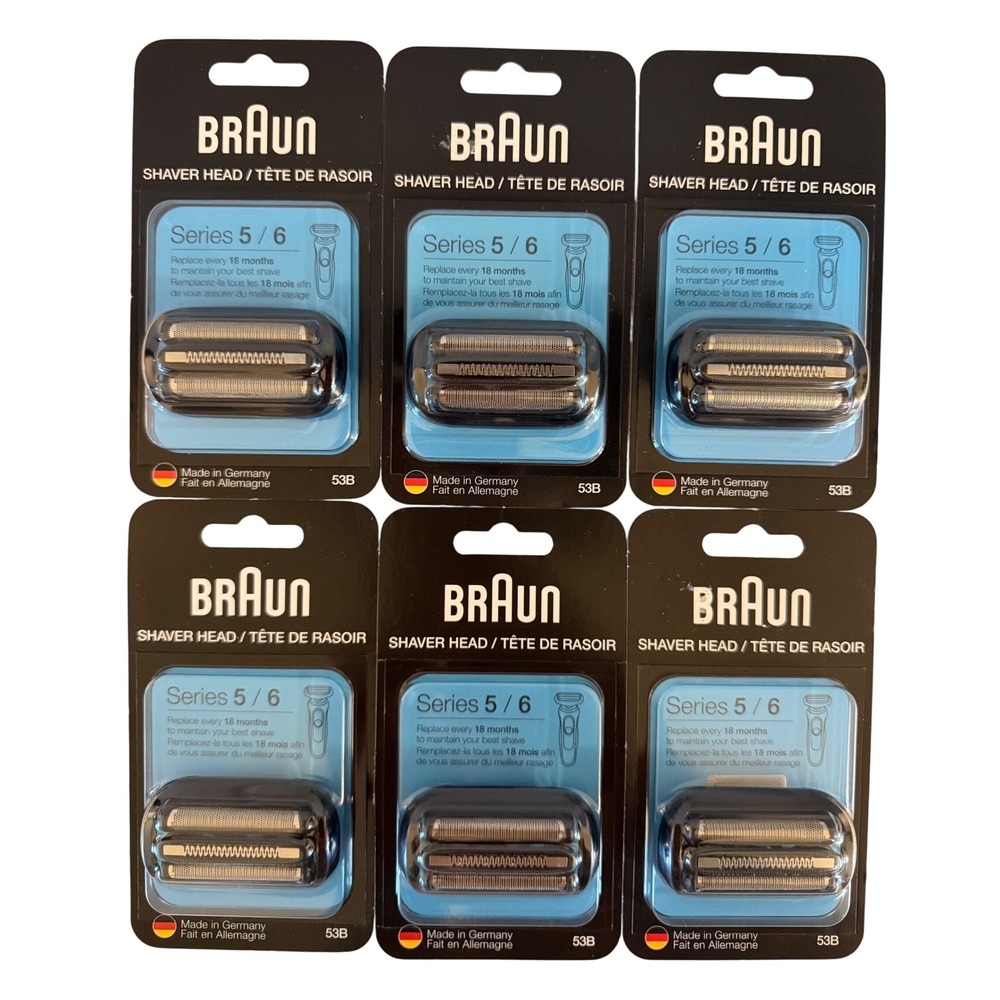 Lot of 6 Braun Series 5 6 Shaver Replacement Head 53B Black Cassette Germany